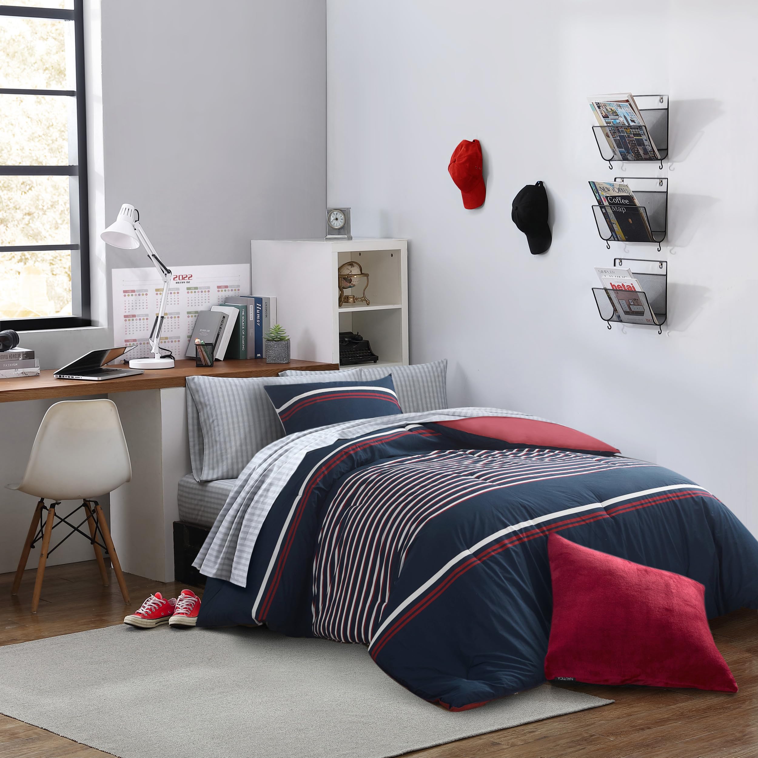 Nautica | Mineola Collection | 100% Cotton Cozy & Soft, Durable & Breathable Reversible Comforter Matching Sham, 2Piece Bedding