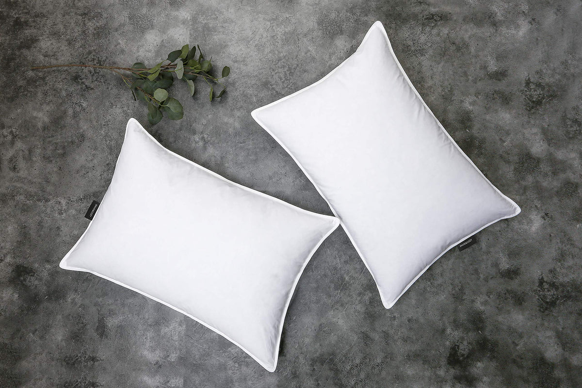 Snug&Cozy Grey Goose Feather Down Pillow For Sleeping(2 Pack)- King Size(20In   36In), Goose Feather&Down Filling, 100% Cotton C