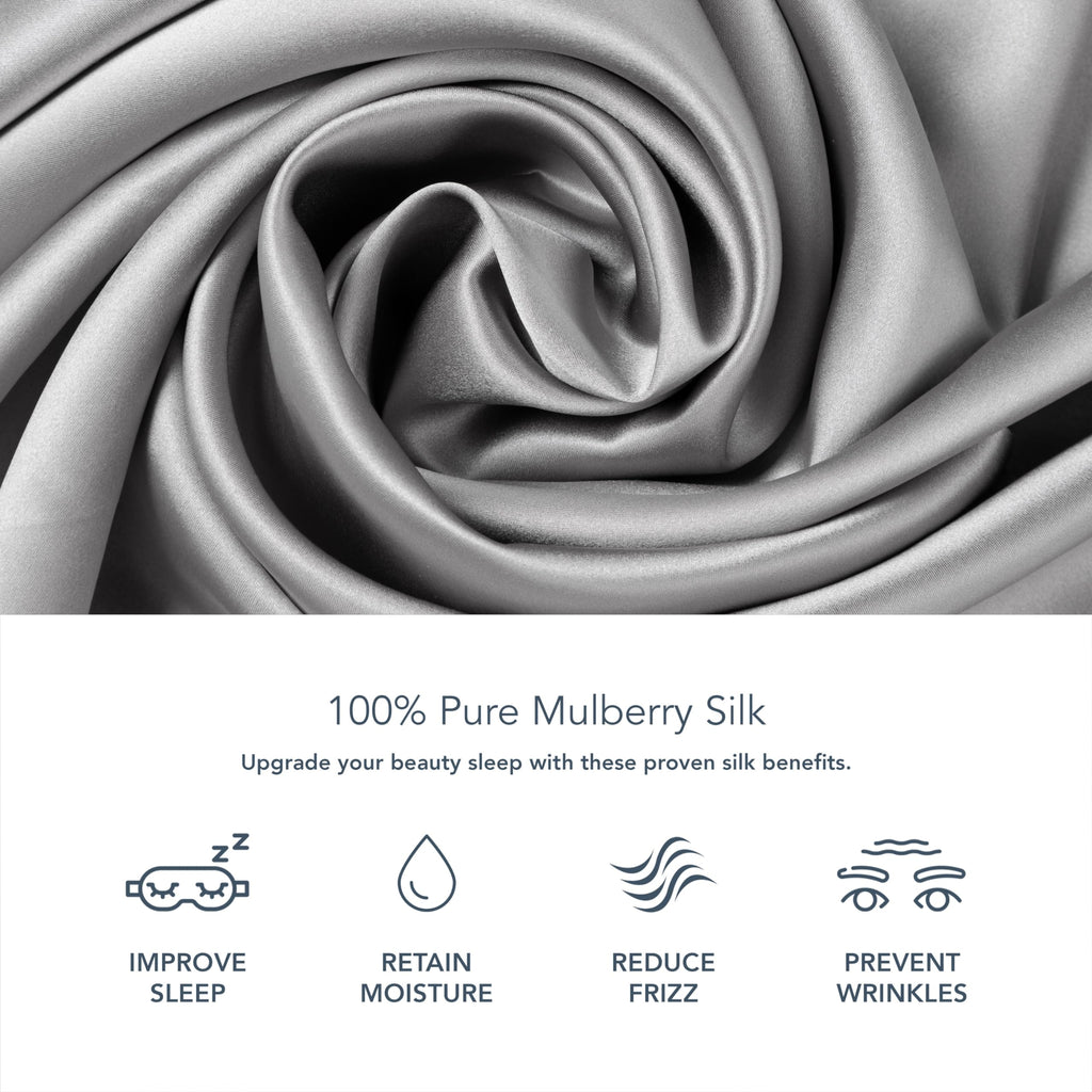 Fishers Finery 25Mm 100% Pure Mulberry Silk Pillowcase, Good Housekeeping Winner (Silver, Queen)