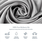 Fishers Finery 25Mm 100% Pure Mulberry Silk Pillowcase, Good Housekeeping Winner (Silver, Queen)