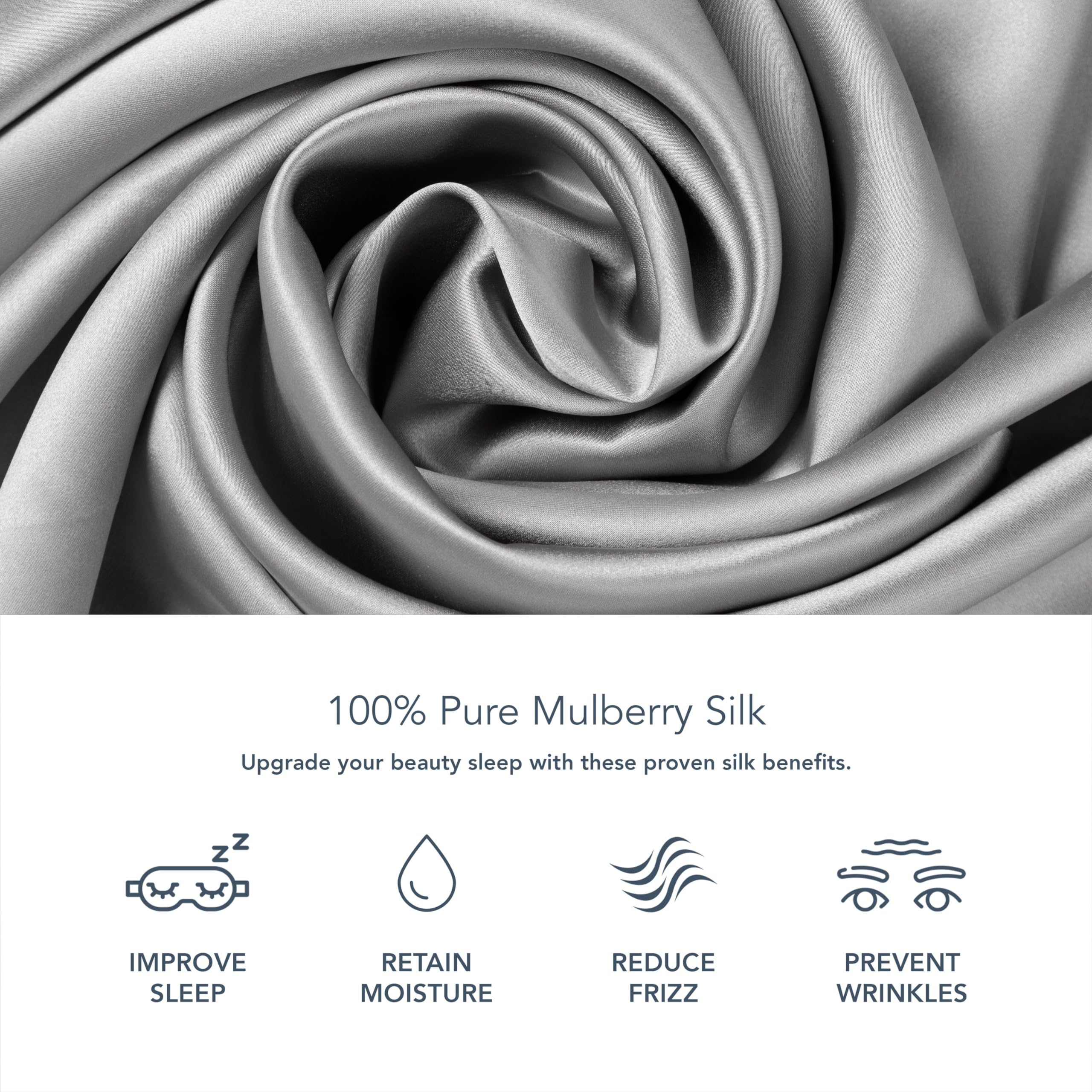 Fishers Finery 25Mm 100% Pure Mulberry Silk Pillowcase, Good Housekeeping Winner (Silver, Queen)