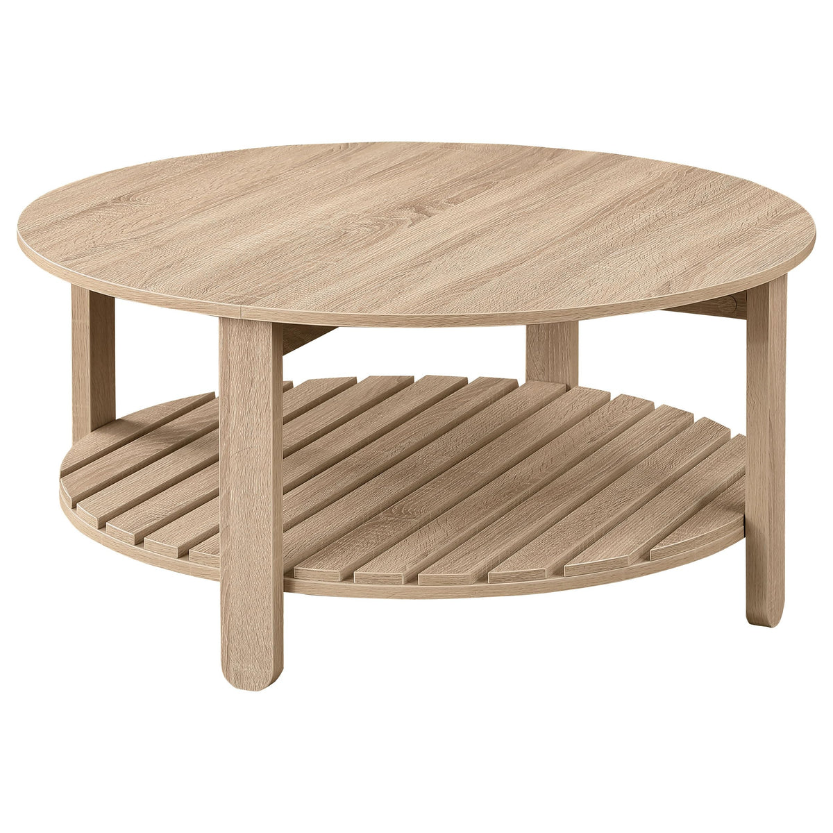 Coaster Home Furnishings Fowler 1-Shelf Round Engineered Wood Coffee Table Natural