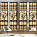 Ambesonne Autumnal Window Curtains Pack of 2, Earthy Fall Tone Leafy Floral Bouquet Illustration with Tartan Plaid Back, Lightwe