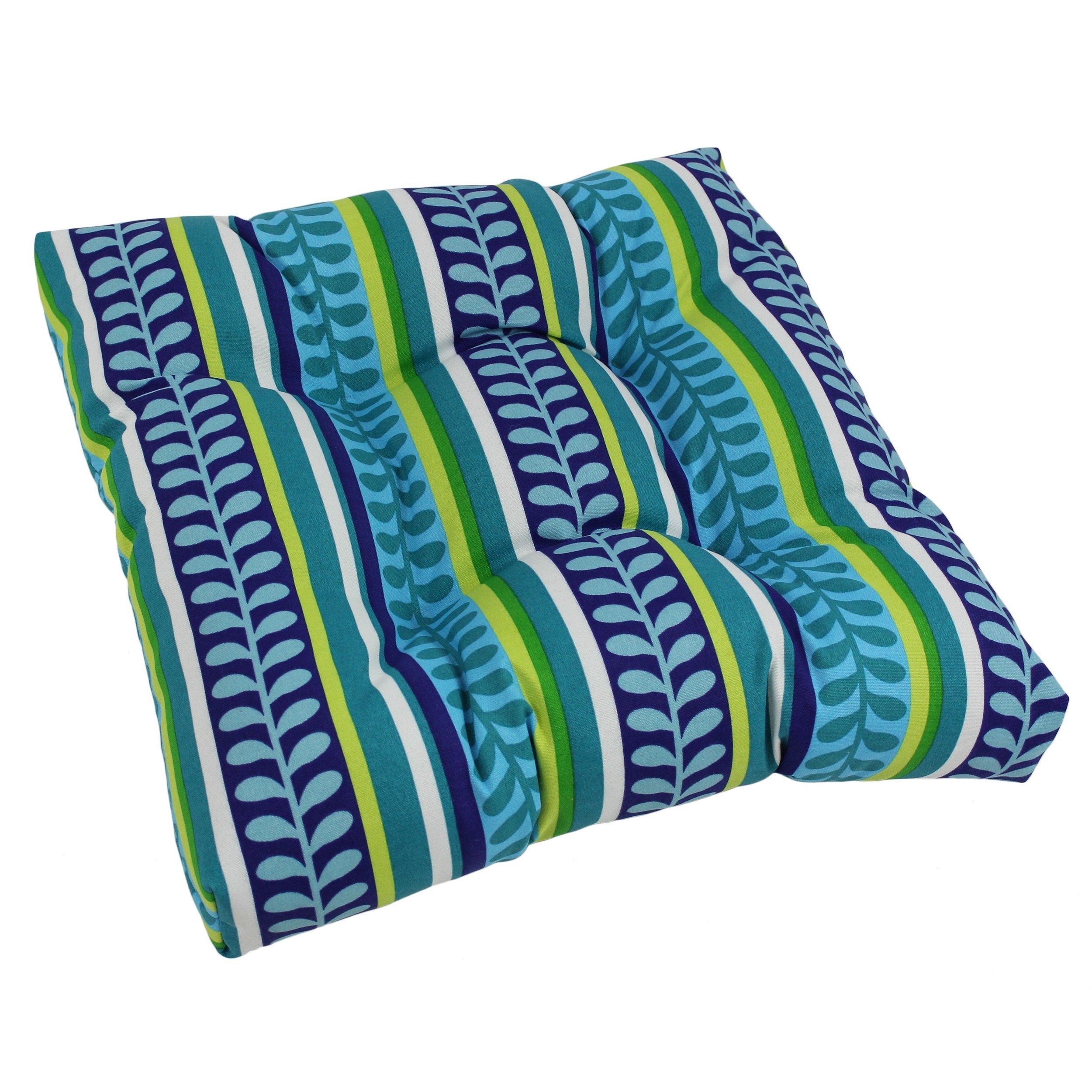 Blazing Needles Outdoor 19-inch Square Chair Cushion, 19 x 19, Pike Azure 2 Count