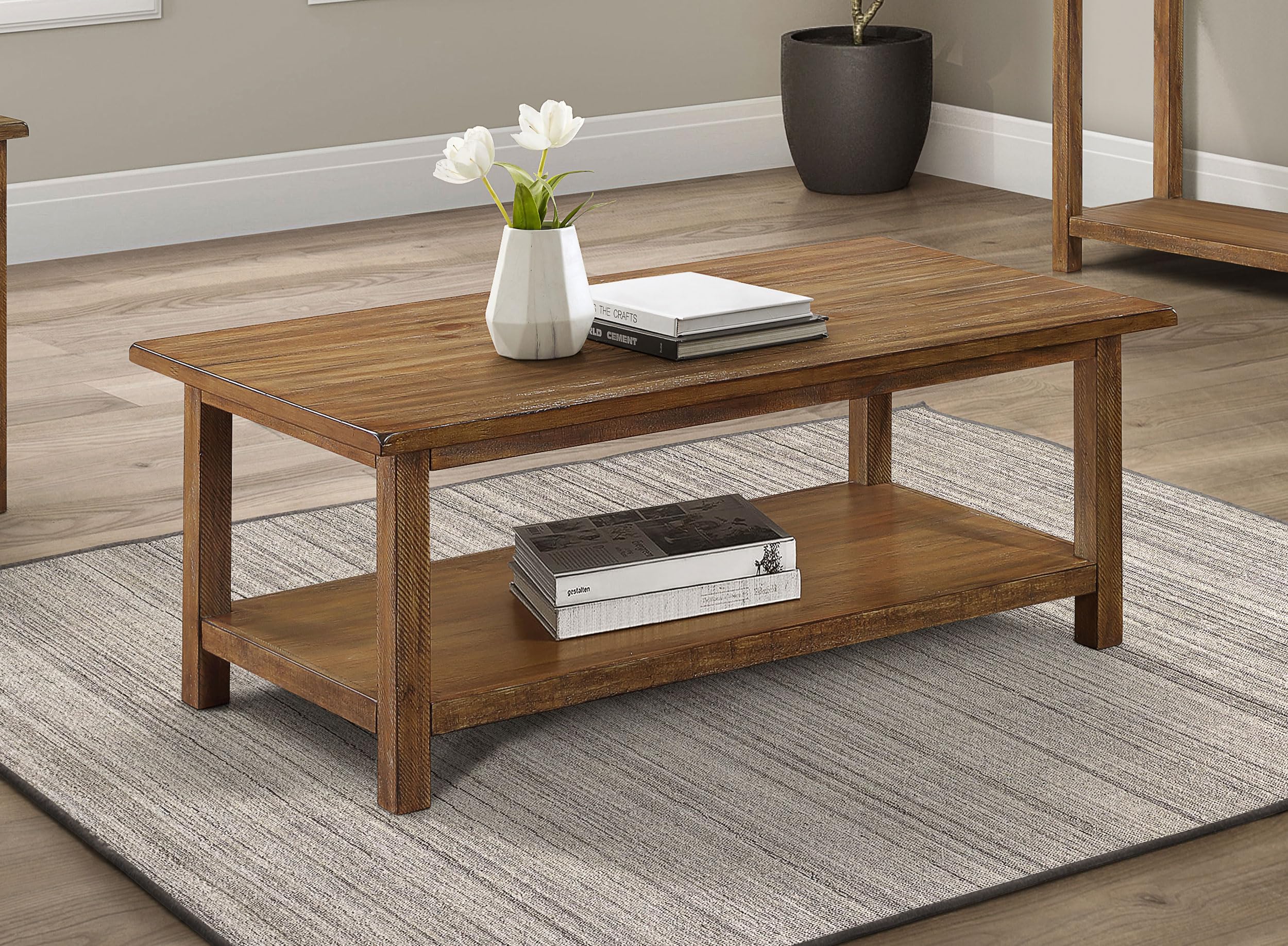 Coaster Home Furnishings Payne Wood Coffee Table with Shelf Distressed Brown