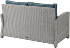 Crosley Furniture Bradenton Wicker Outdoor Loveseat, 2-Person Patio Couch for Porch, Deck, Backyard, Gray with Navy Cushions