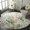 SAFAVIEH Monaco Collection Area Rug - 67 Round, Green & Blue, Geometric Design, Slip Resistant, Ideal for High Traffic Areas in