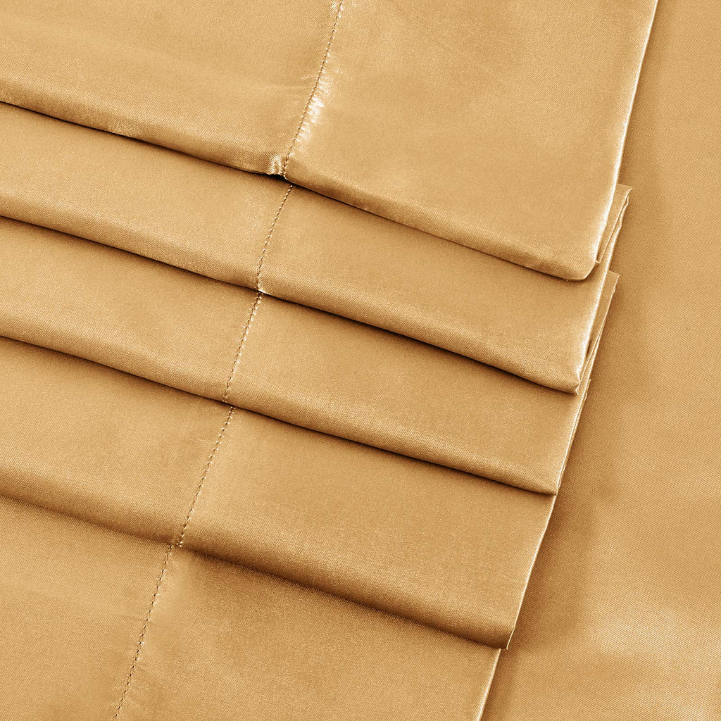 Siinvdabzx 4Pcs Satin Sheet Set California King Size Ultra Silky Soft Gold Satin Bed Sheets With Deep Pocket, 1 Fitted Sheet, 1