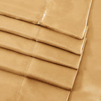 Siinvdabzx 4Pcs Satin Sheet Set California King Size Ultra Silky Soft Gold Satin Bed Sheets With Deep Pocket, 1 Fitted Sheet, 1