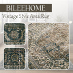 Bileehome Dining Room Rugs For Under Table Washable Country Vintage Area Rug For Living Room 6X9,Chocolate Brown