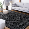 SAFAVIEH Adirondack Collection Area Rug - 9 x 12, Black & Ivory, Oriental Medallion Design, Non-Shedding & Easy Care, Ideal fo