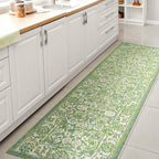 Jonathan Y Smb100F-28 Tela Bohemian Textured Weave Floral Indoor Outdoor Area-Rug, Coastal, Traditional, Transitional Easy-Cleaning,Bedroom,Kitchen,Backyard,Patio,Non Shedding, Cream/Green, 2 X 8