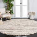 Safavieh Hudson Shag Collection 7 Round Ivory/Beige SGH206B Modern Non-Shedding Living Room Bedroom 2-inch Thick Area Rug