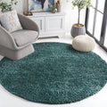 SAFAVIEH August Shag Collection Area Rug - 67 Square, Green, Solid Design, Ideal for High Traffic Areas in Living Room, Bedroom