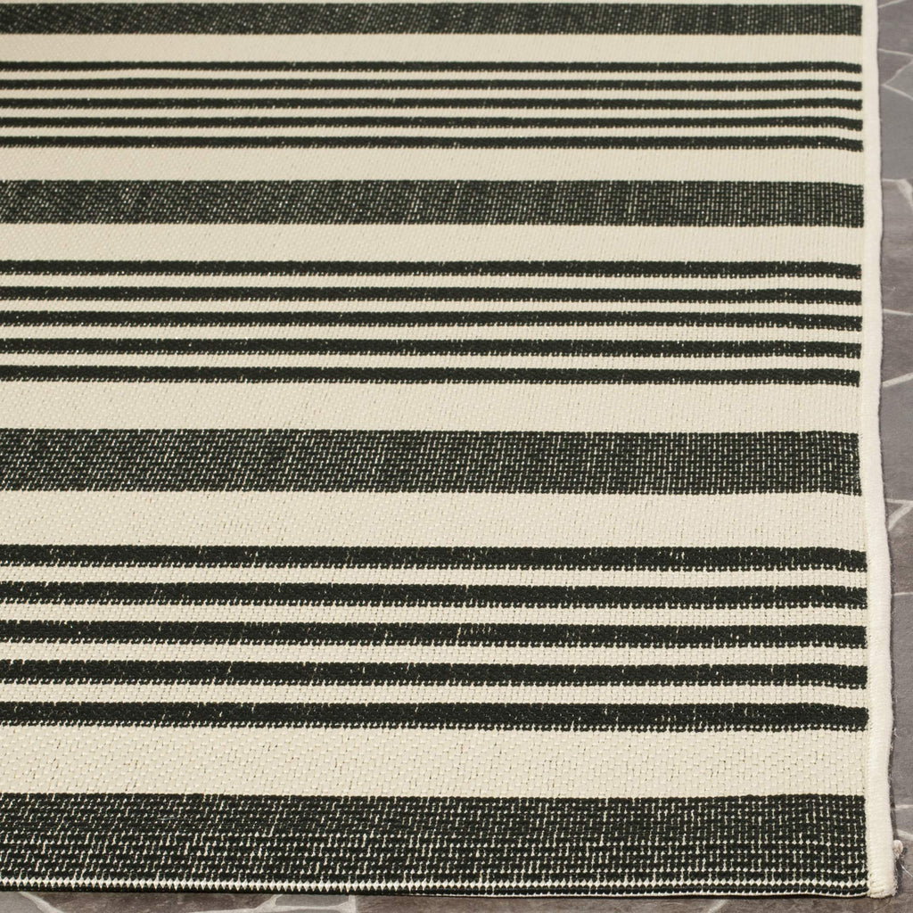 Safavieh Courtyard Collection Accent Rug - 4' X 5'7'', Grey & Bone, Stripe Design, Non-Shedding & Easy Care, Indoor/Outdoor & Wa