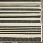 Safavieh Courtyard Collection Accent Rug - 4' X 5'7'', Grey & Bone, Stripe Design, Non-Shedding & Easy Care, Indoor/Outdoor & Wa