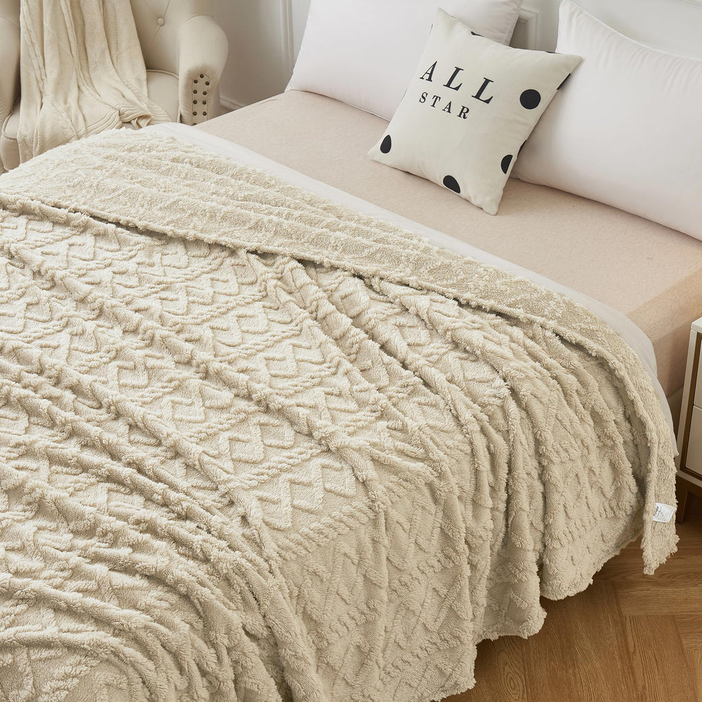 Aganear Fleece Twin Blanket - 3D Stylish Design, Lightweight Blanket Super Soft, Fluffy, Warm, Decorative Present For All Season