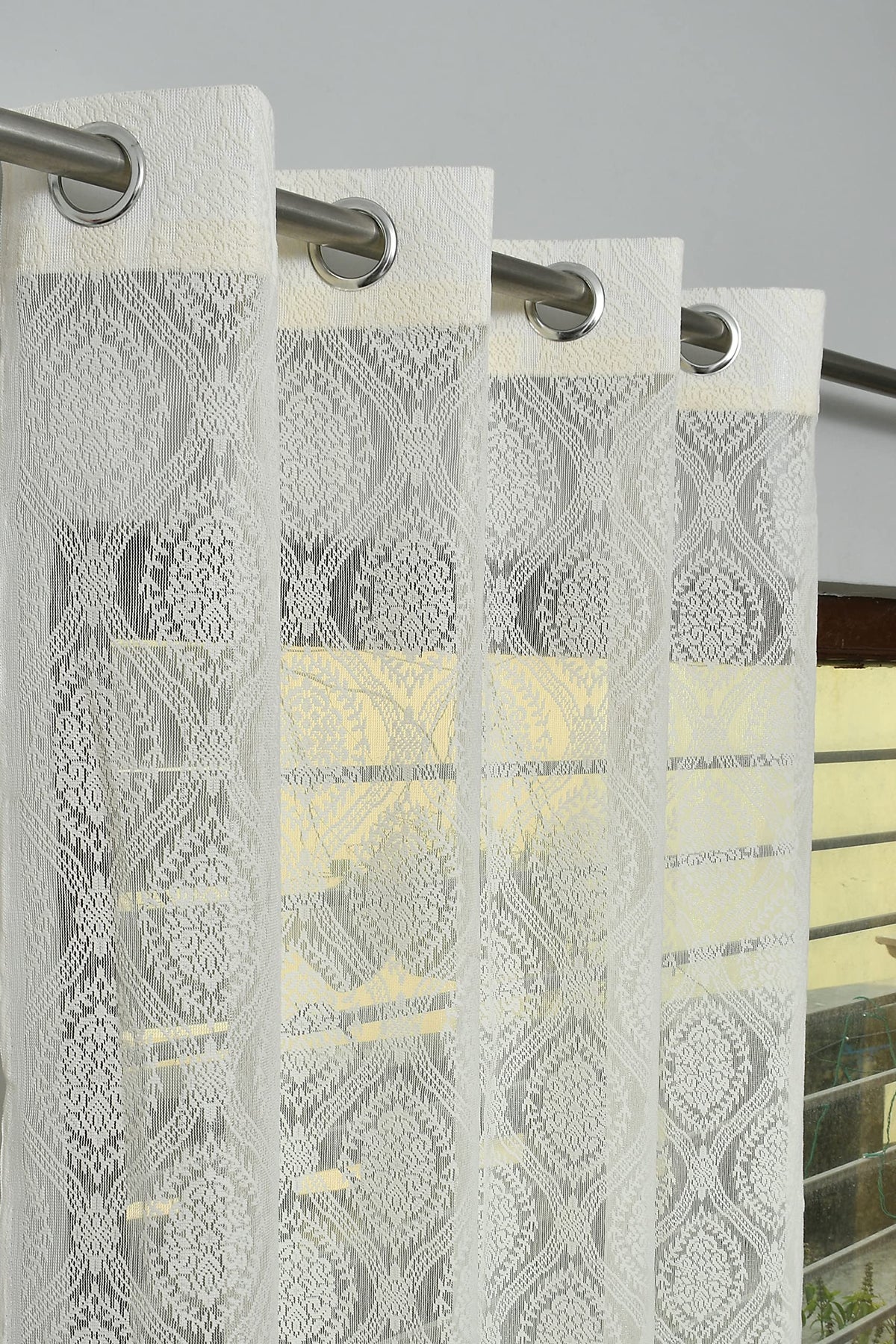 Kiara Creations Damas Net Transparent Curtains for Window 6 Feet (Pack of 1) Cream