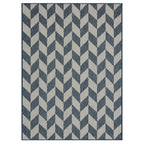 Nicole Miller New York Patio Country Calla Contemporary Herringbone Indoor/Outdoor Area Rug, Blue/Cream, 6'6'X9'2'