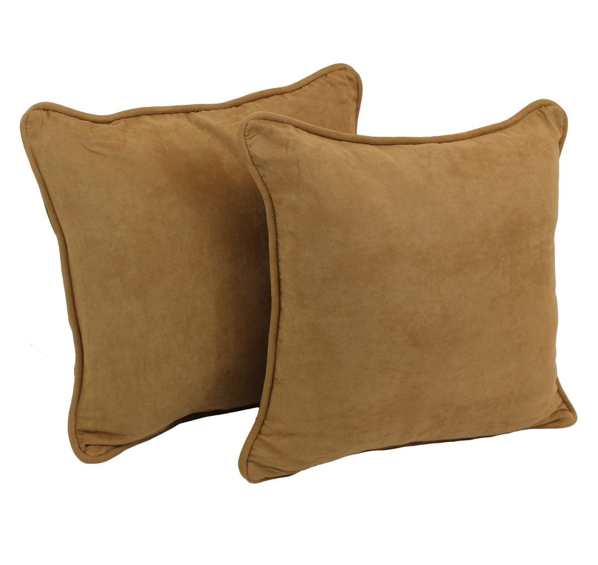 Blazing Needles Corded Microsuede Throw Pillow, 18&quot;, Camel 2 Count