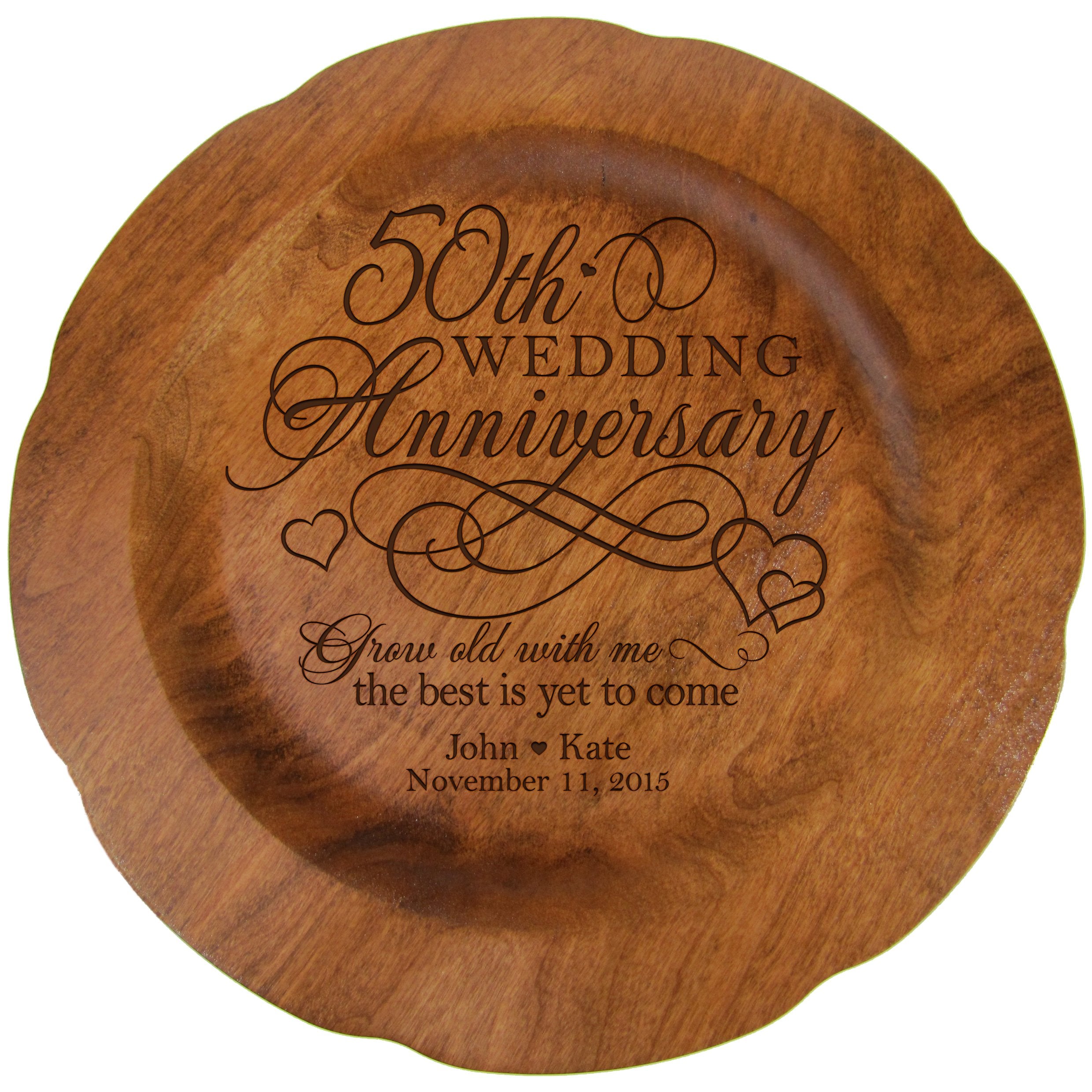 LifeSong Milestones Personalized 50th Wedding Anniversary Plate Gift for Her, Happy 50 Year Anniversary for Him, 12 D Custom Eng