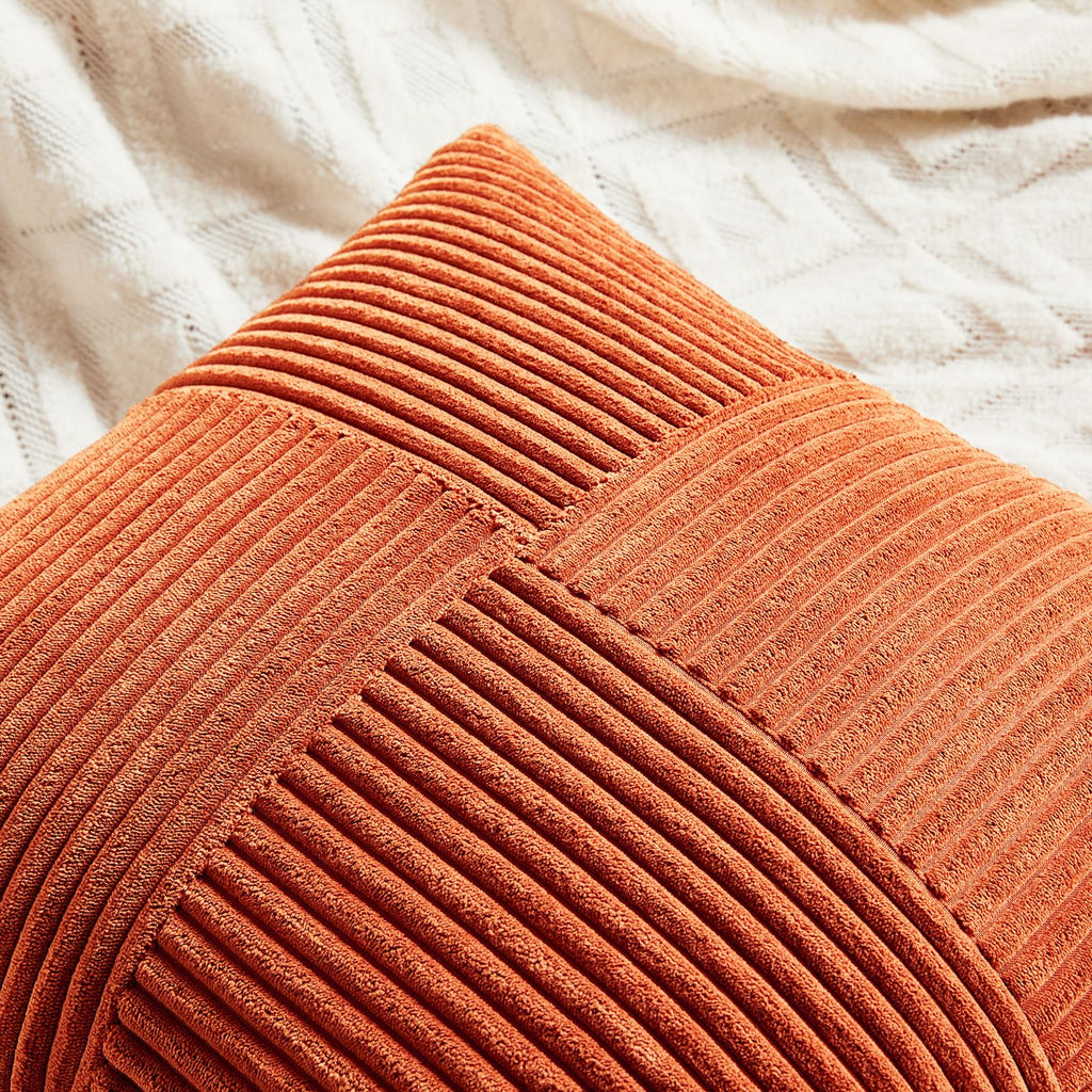 Fancy Homi Burnt Orange Lumbar Decorative Throw Pillow Covers 12X20 Inch For Living Room Couch Bed, Boho Farmhouse Fall Home Dec