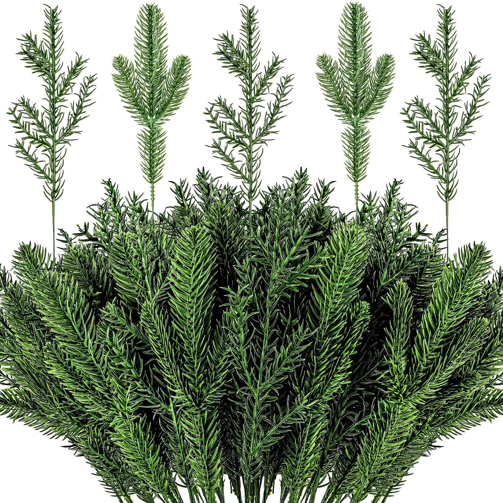 100 Pieces Christmas Pine Needles 10 inch Artificial Pine Branches Green Leaves Needle Garlands Pine Twigs Faux Cedar Branches G