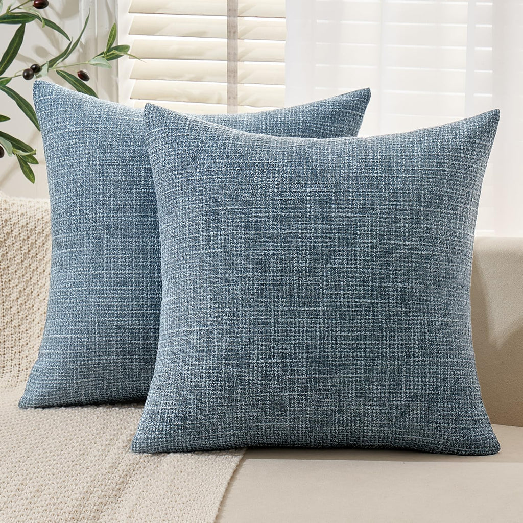 MIULEE Burlap Linen Throw Pillow Covers 24x24 Inch Blue Decorative Pillow Covers Modern Farmhouse Pillowcases Soft Accent Cushio