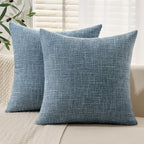 MIULEE Burlap Linen Throw Pillow Covers 24x24 Inch Blue Decorative Pillow Covers Modern Farmhouse Pillowcases Soft Accent Cushio