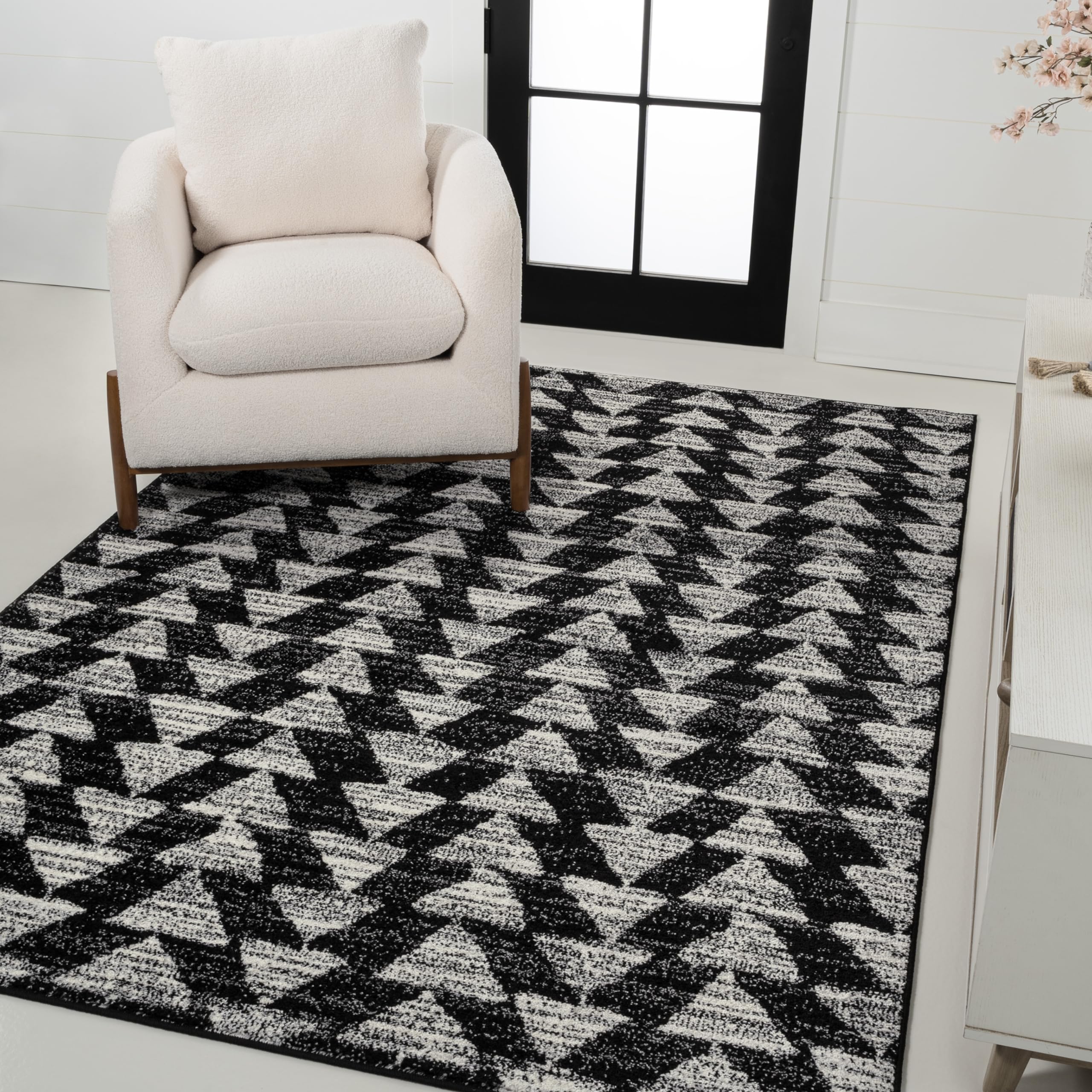 JONATHAN Y MOH206C-4 Aisha Moroccan Triangle Geometric Area Rug, Contemporary, Modern, Scandinavian, Minimalistic for Living Roo