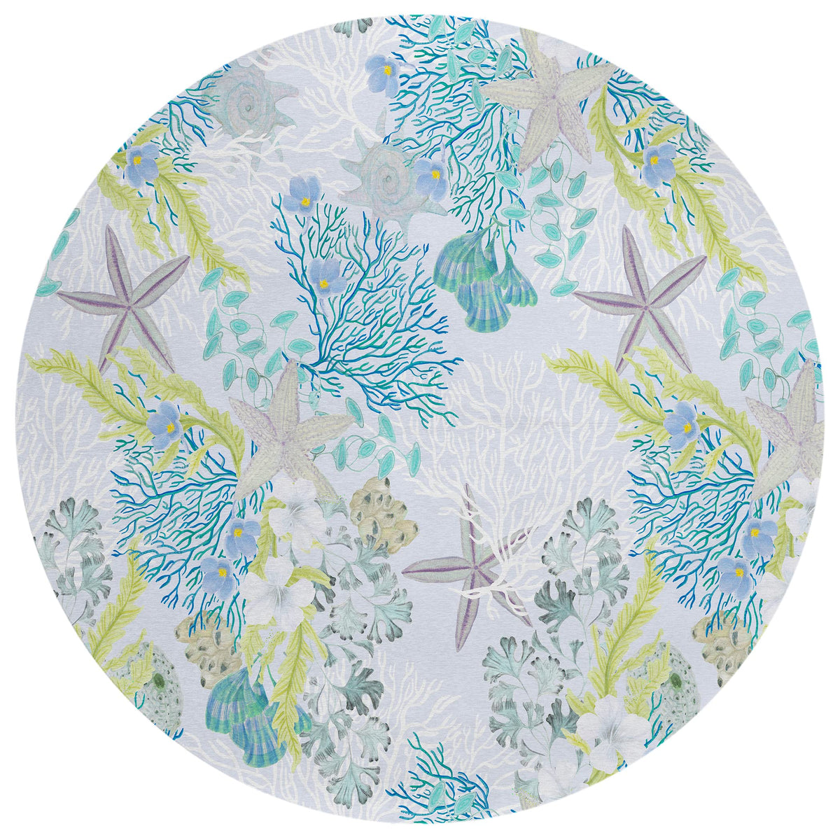 Addison Rugs Surfside Asr31 Aqua 8' X 8' Indoor Outdoor Round Rug, Easy Clean, Machine Washable, Non Shedding, Bedroom, Living Room, Dining Room, Kitchen, Patio Rug