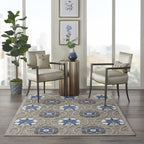 HomeRoots Grey/Blue 100% Polypropylene 4’ x 6’ Gray and Blue Indoor Outdoor Area Rug