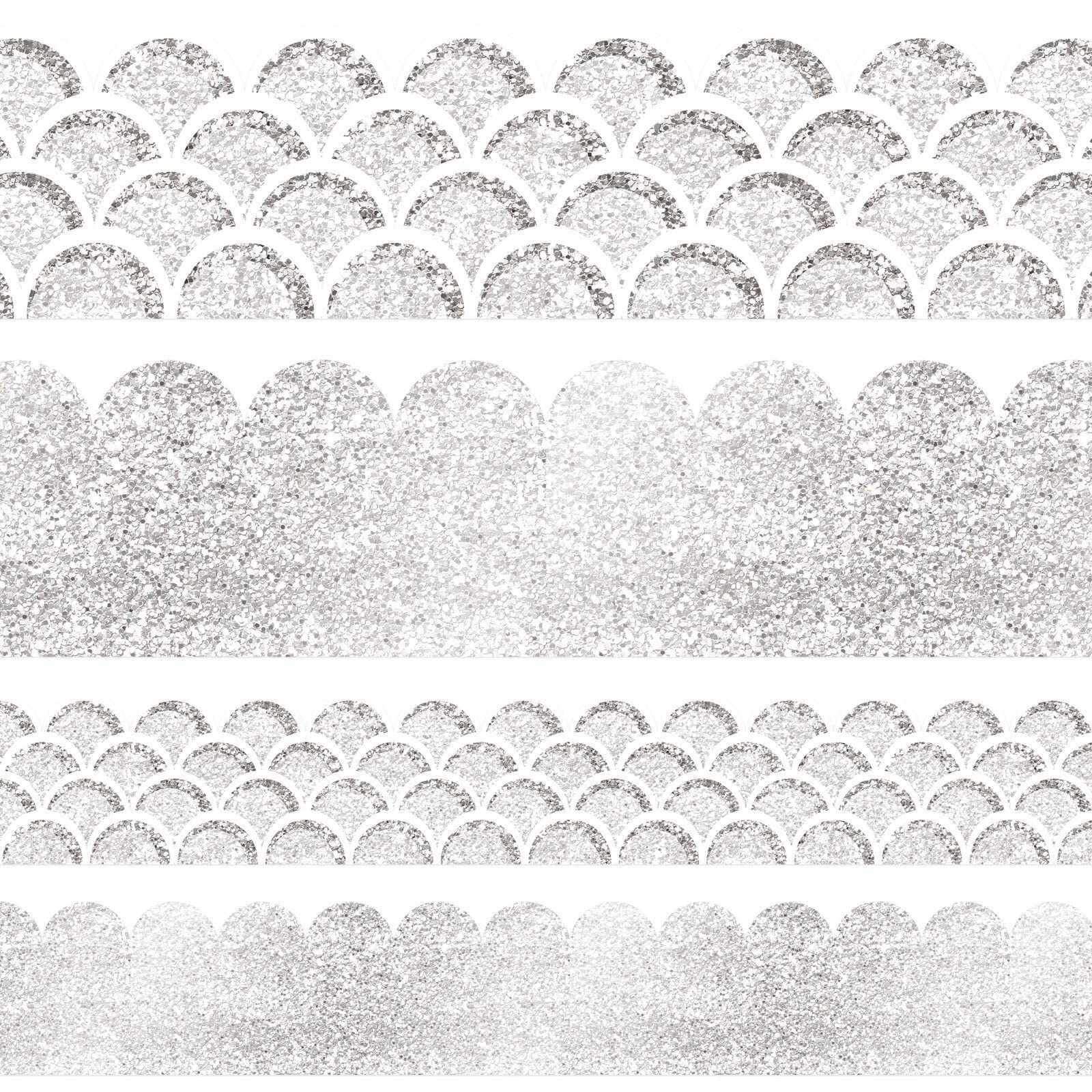 Silver Bulletin Board Border 36Ft Per Roll Two Sided Silver Bulletin Board Border For Classroom Back To School Family Party Deco