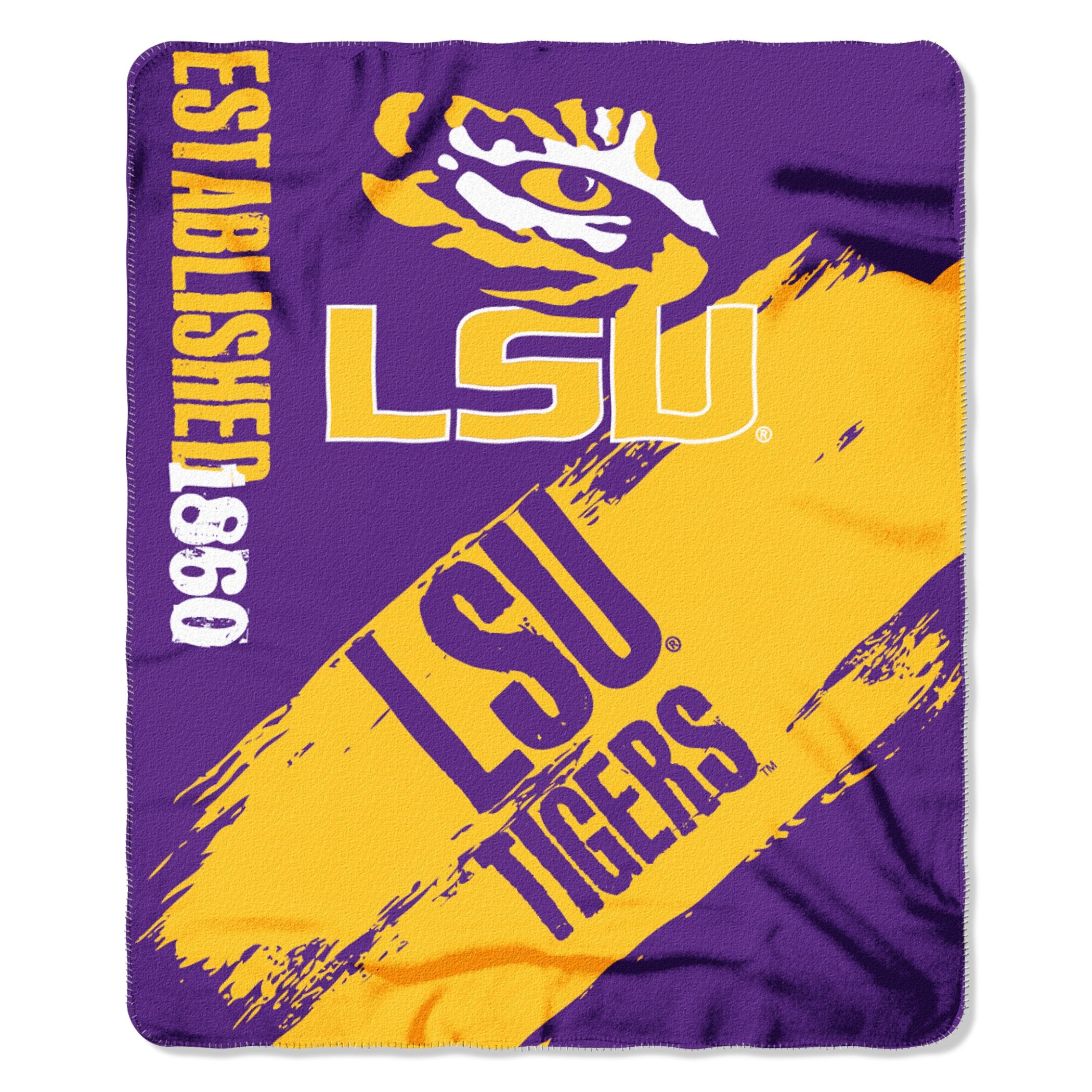 The Northwest Company NCAA LSU Tigers Fleece Throw Blanket, 50 x 60, Painted
