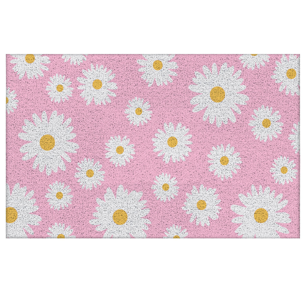 Supwhd Pink Daisy Floral Door Mat, Pink Daisy Floral Welcome Mat, Pink Welcome Mats For Front Door, Floral Outdoor Door Mat,Cute