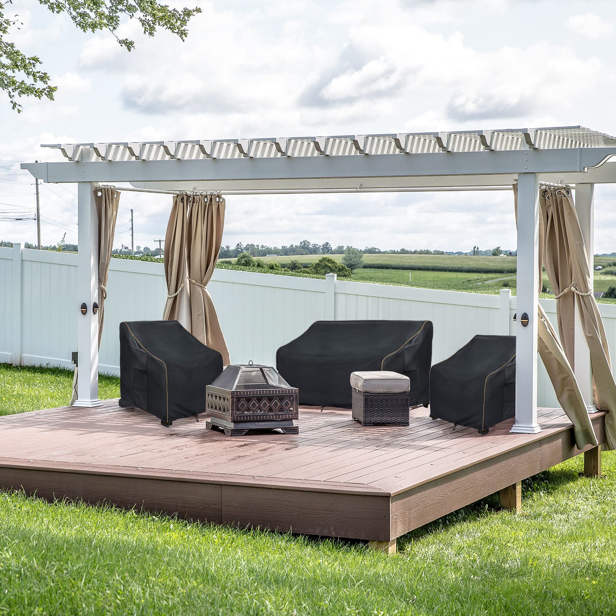 Lsongsky Patio 3-Seater Sofa Cover,Outdoor Couch Cover Fits Up To 79W X 38D X 35H Inches,100% Waterproof Heavy Duty Patio Furniture Covers,Black