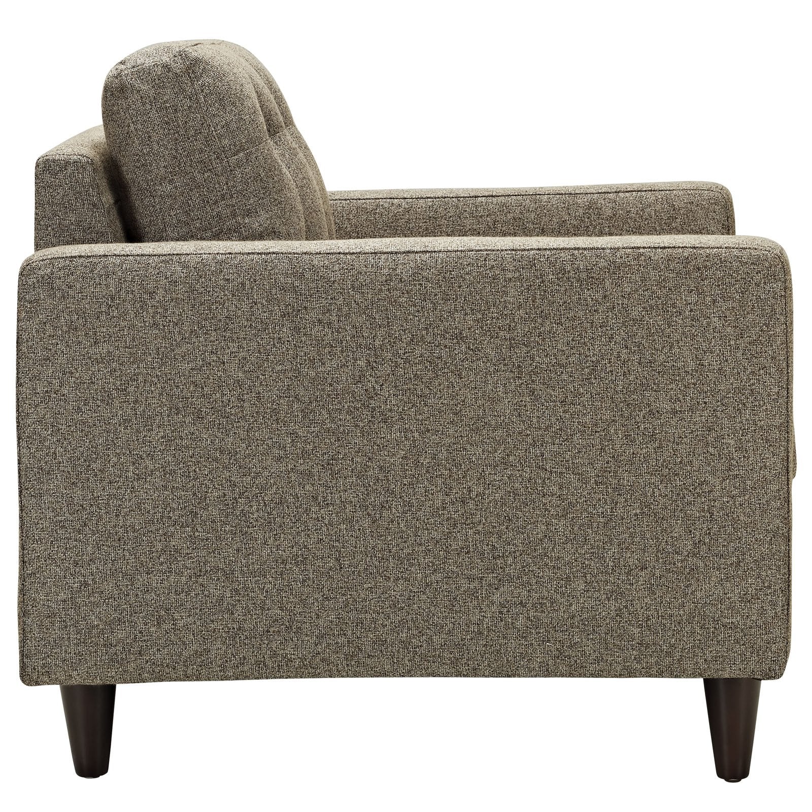 Modway Empress Mid-Century Modern Upholstered Fabric Sofa And Two Armchair Set In Oatmeal