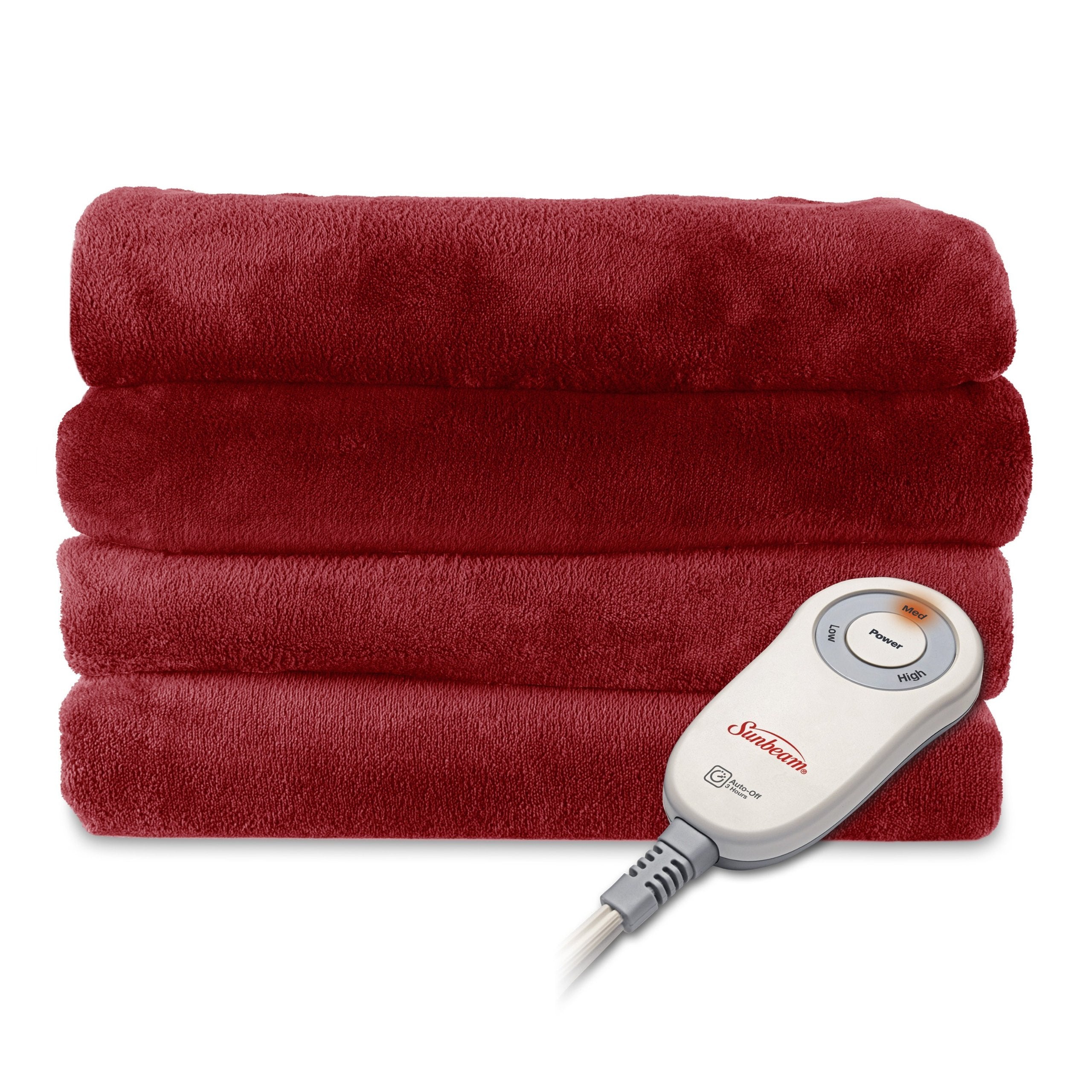Sunbeam TSM8US-R385-32A00 Microplush Heated Throw, Red Brick