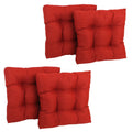 Blazing Needles Indoor/Outdoor Square Tufted Chair Cushion, 19 x 19, Paprika 4 Count