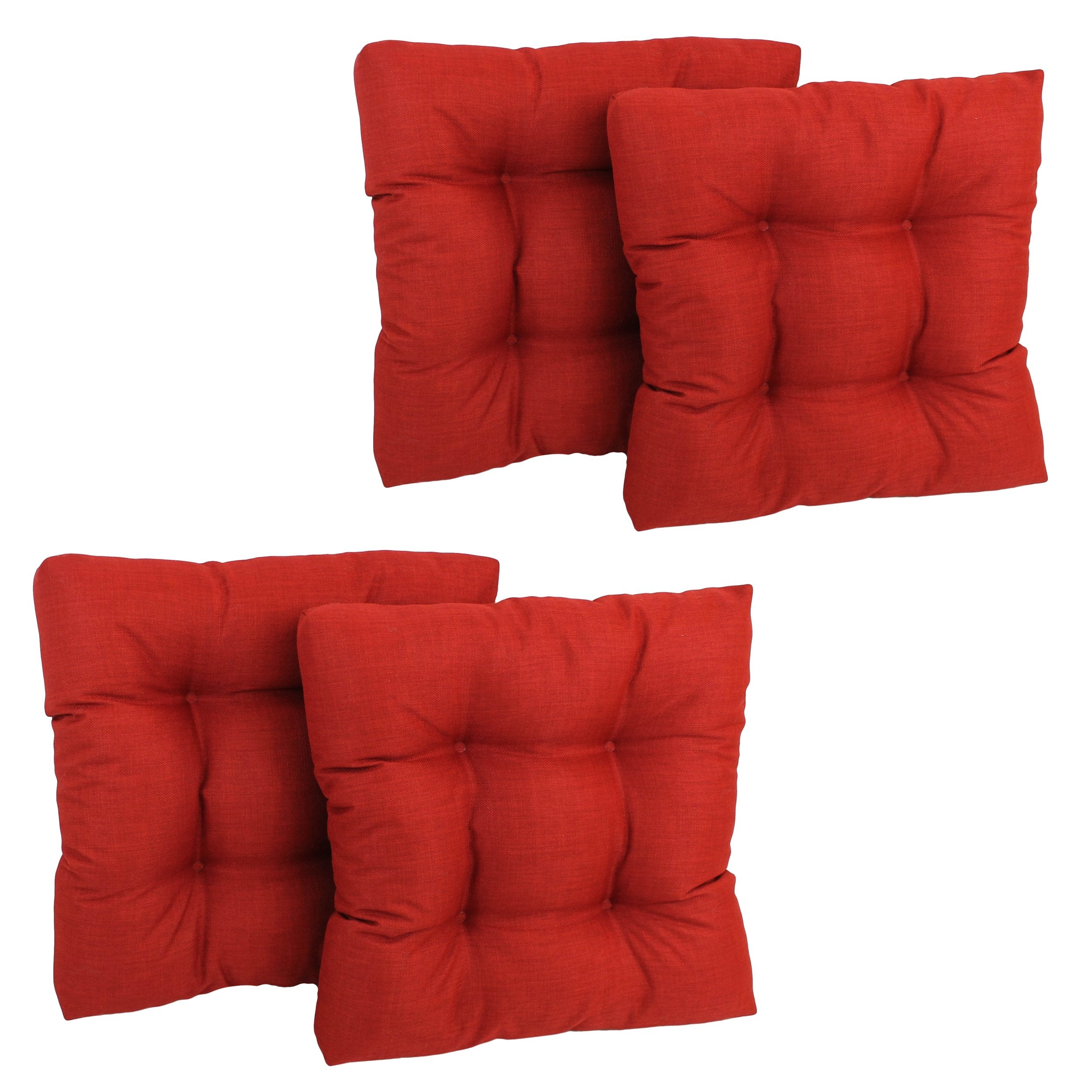 Blazing Needles Indoor/Outdoor Square Tufted Chair Cushion, 19 x 19, Paprika 4 Count