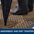 Smiry Front Door Mat Outside Entrance, Heavy Duty Sturdy Natural Rubber Doormat, Trap Dirt And Moisture, Easy Clean Low Profile Welcome Floor Mats For Indoor Outdoor Entry, 29.5X17 Inch, Brown