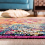 Safavieh Madison Collection Runner Rug - 2'2'' X 10', Fuchsia & Gold, Boho Abstract Distressed Design, Non-Shedding & Easy Care,