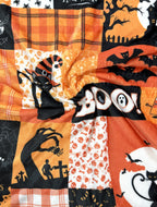 Halloween Blanket Throw: Patchwork Decor Witch Jack O Lantern On Soft Velvet Fleece For Sofa Bed Couch Chair For Adults Kids