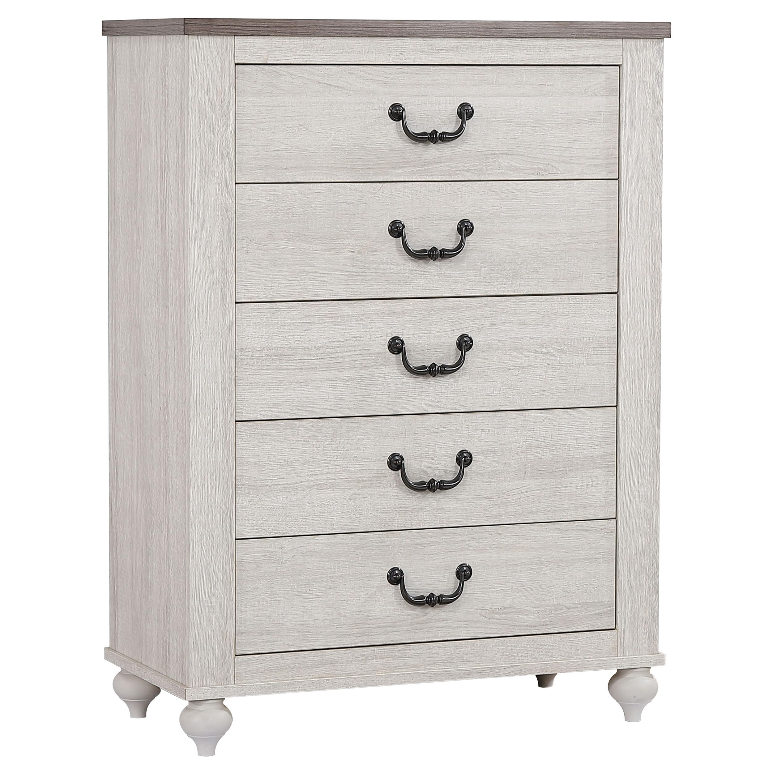 Coaster Home Furnishings Stillwood Farmhouse Wood 5-Drawer Bedroom Chest Of Drawers Chiffonier Clothing Storage Cabinet Bedroom Armoire Tall Dresser Organizer Unit Vintage Linen 223285