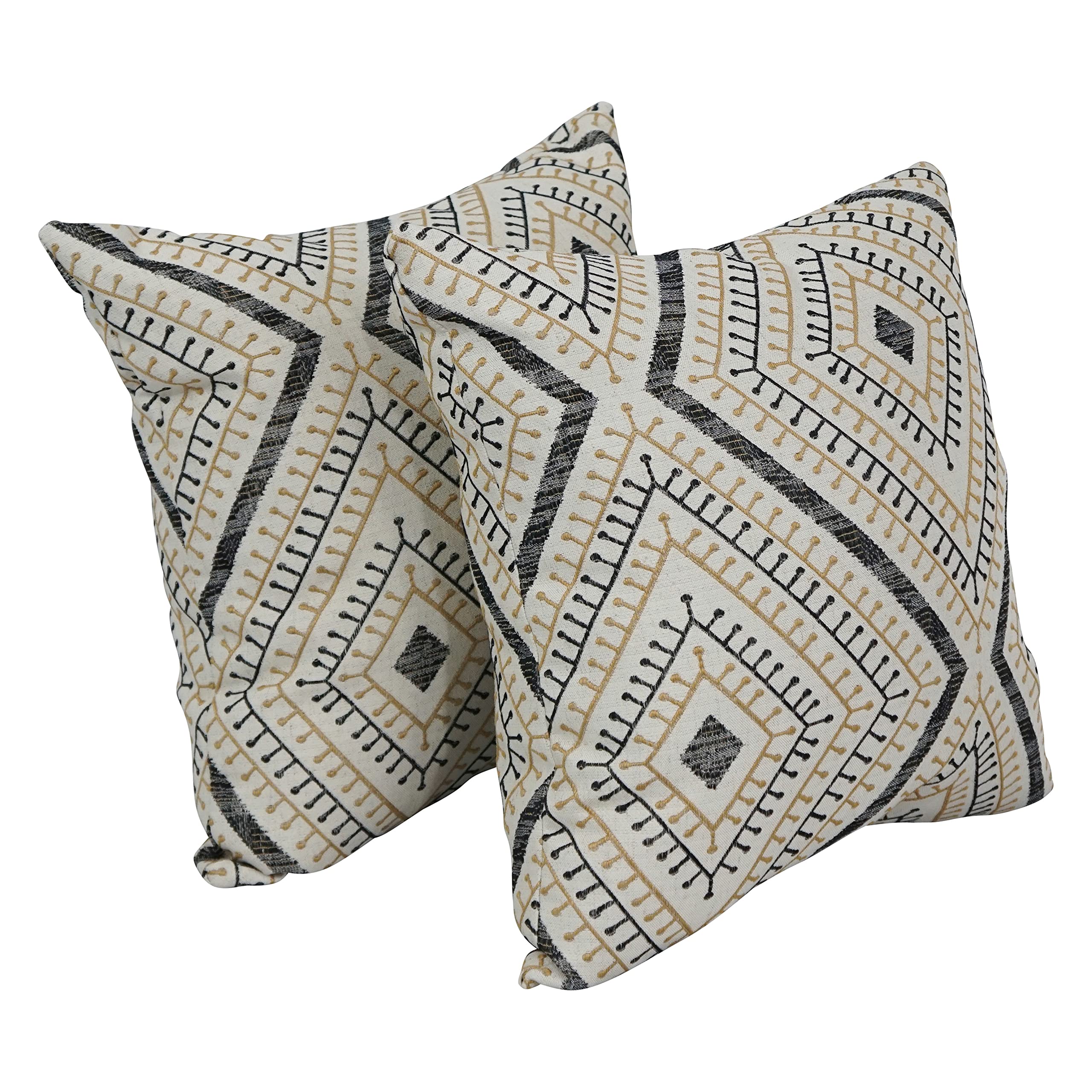 Blazing Needles Square Jacquard Throw Pillows, 17", Tupelo Sahara 2 Count