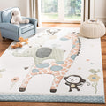 SAFAVIEH Carousel Kids Collection Area Rug - 53 x 76, Ivory, Animal Design, Non-Shedding & Easy Care, Ideal for High Traffic A