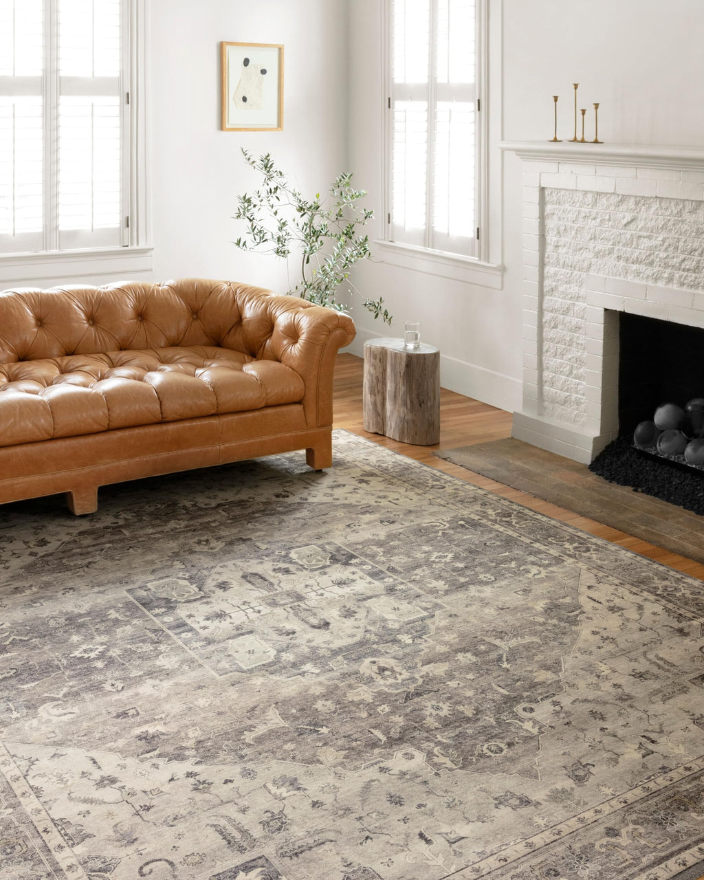 Loloi Ii Hathaway Collection Hth-05 Steel / Ivory 3'-6'' X 5'-6'', .25'' Thick, Accent Rug, Soft, Durable, Printed, Modern, Low