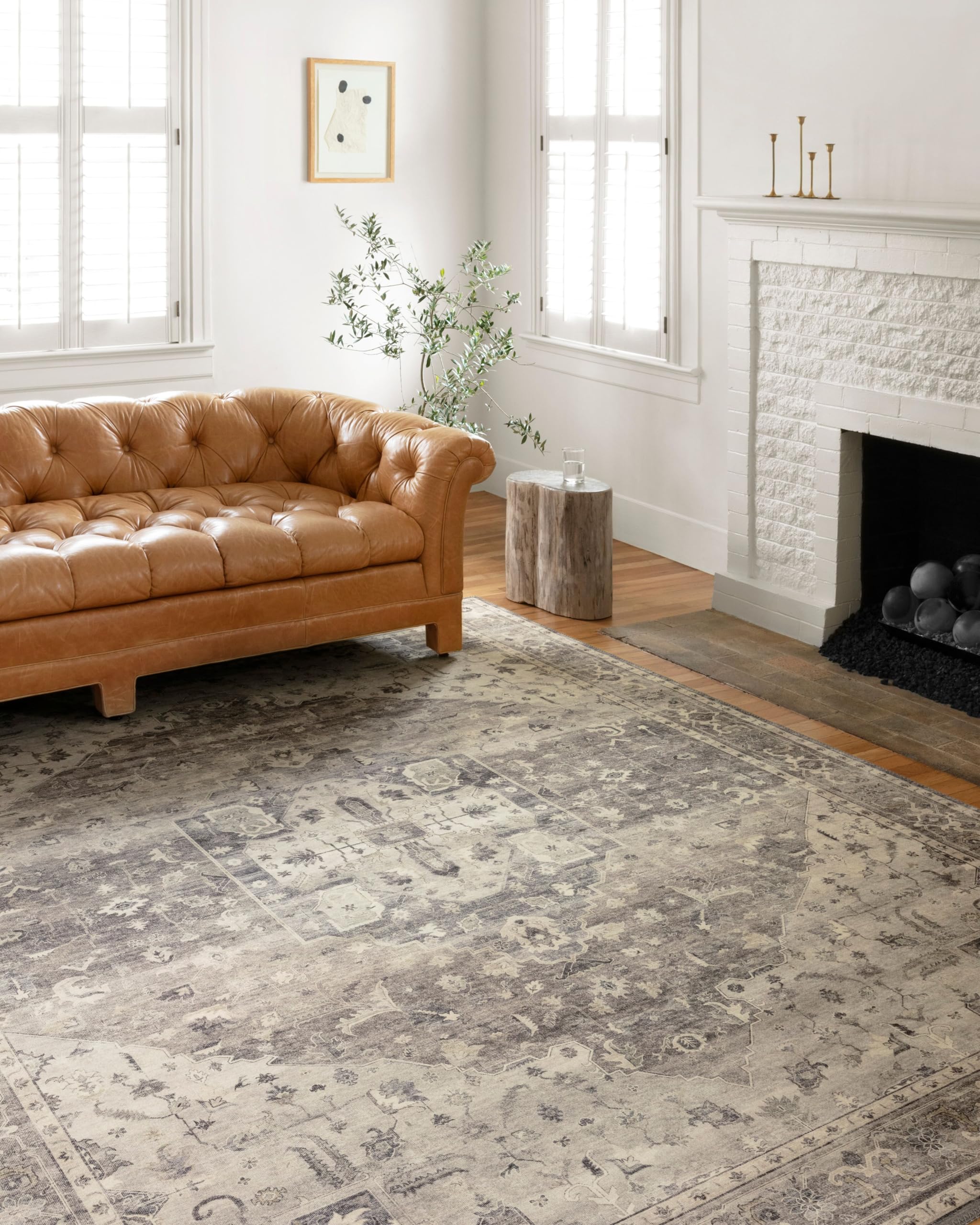Loloi Ii Hathaway Collection Hth-05 Steel / Ivory 3'-6'' X 5'-6'', .25'' Thick, Accent Rug, Soft, Durable, Printed, Modern, Low