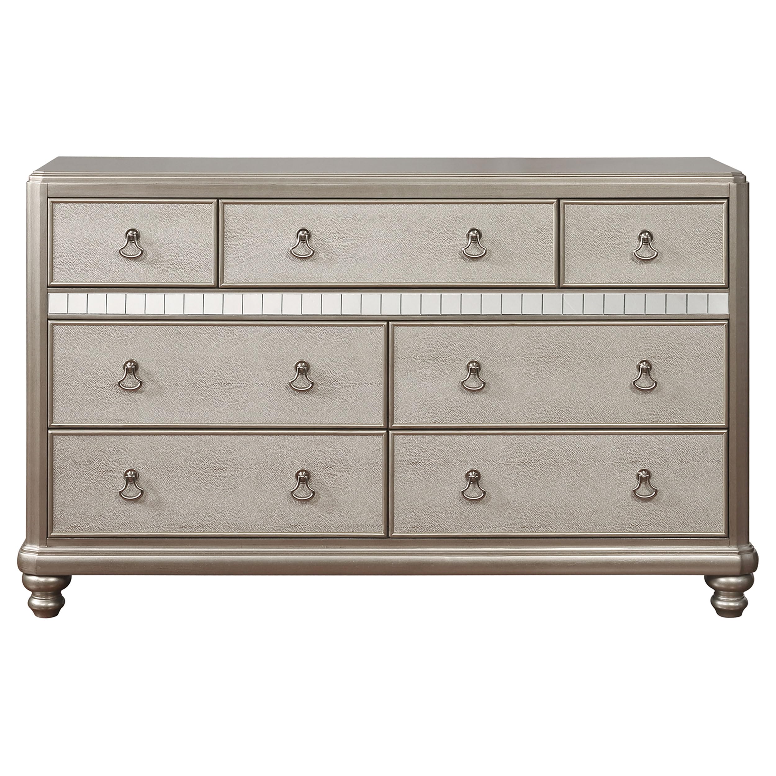 Coaster Furniture Bling Game 7-Drawer Dresser with Stacked Bun Feet Metallic Platinum 204183