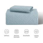 Love'S Cabin Twin Quilt Set Light Blue Bedspreads - Soft Bed Summer Quilt Lightweight Microfiber Bedspread- Modern Style Wave Pa